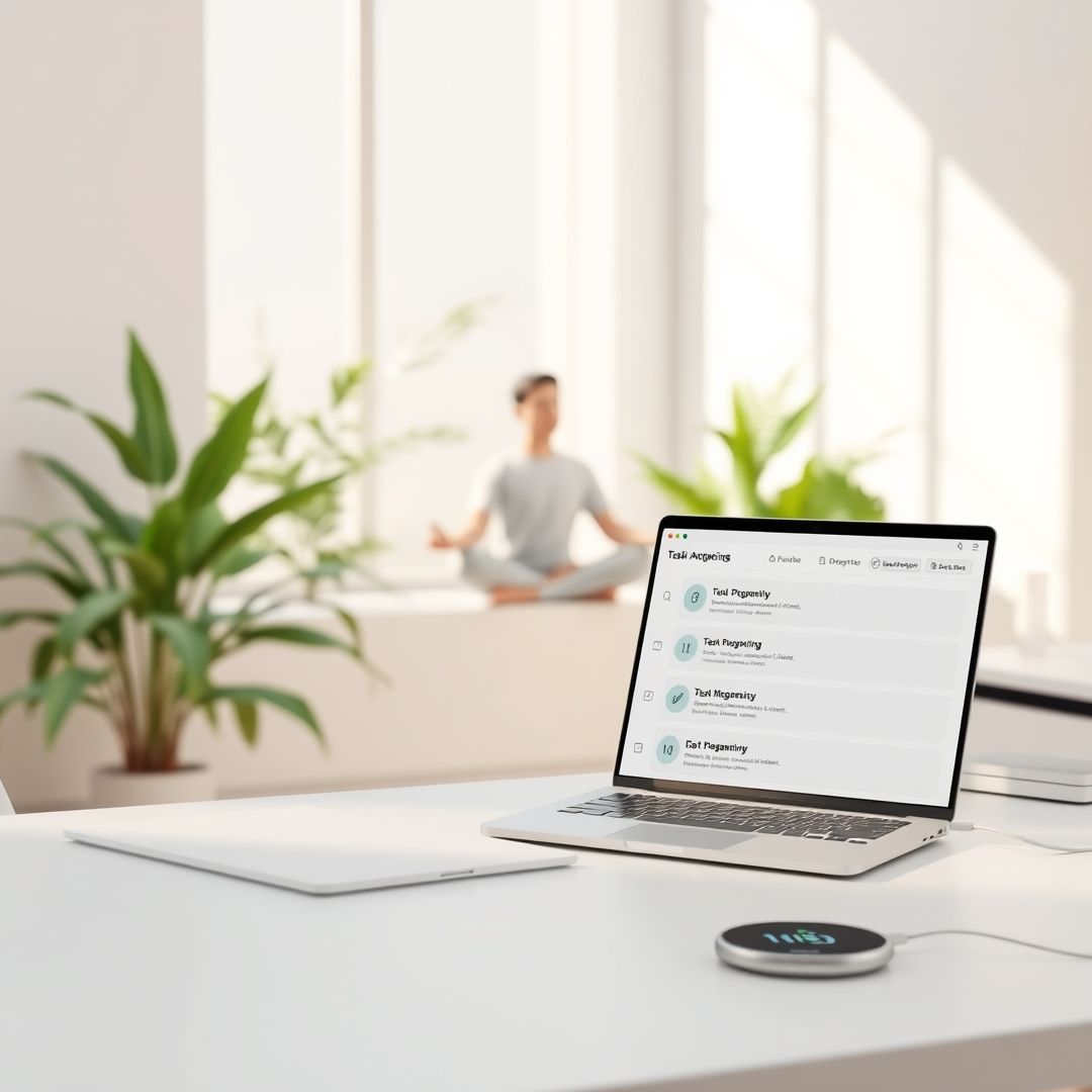 "Eine ruhige Büroatmosphäre mit minimalistischer Ausstattung."